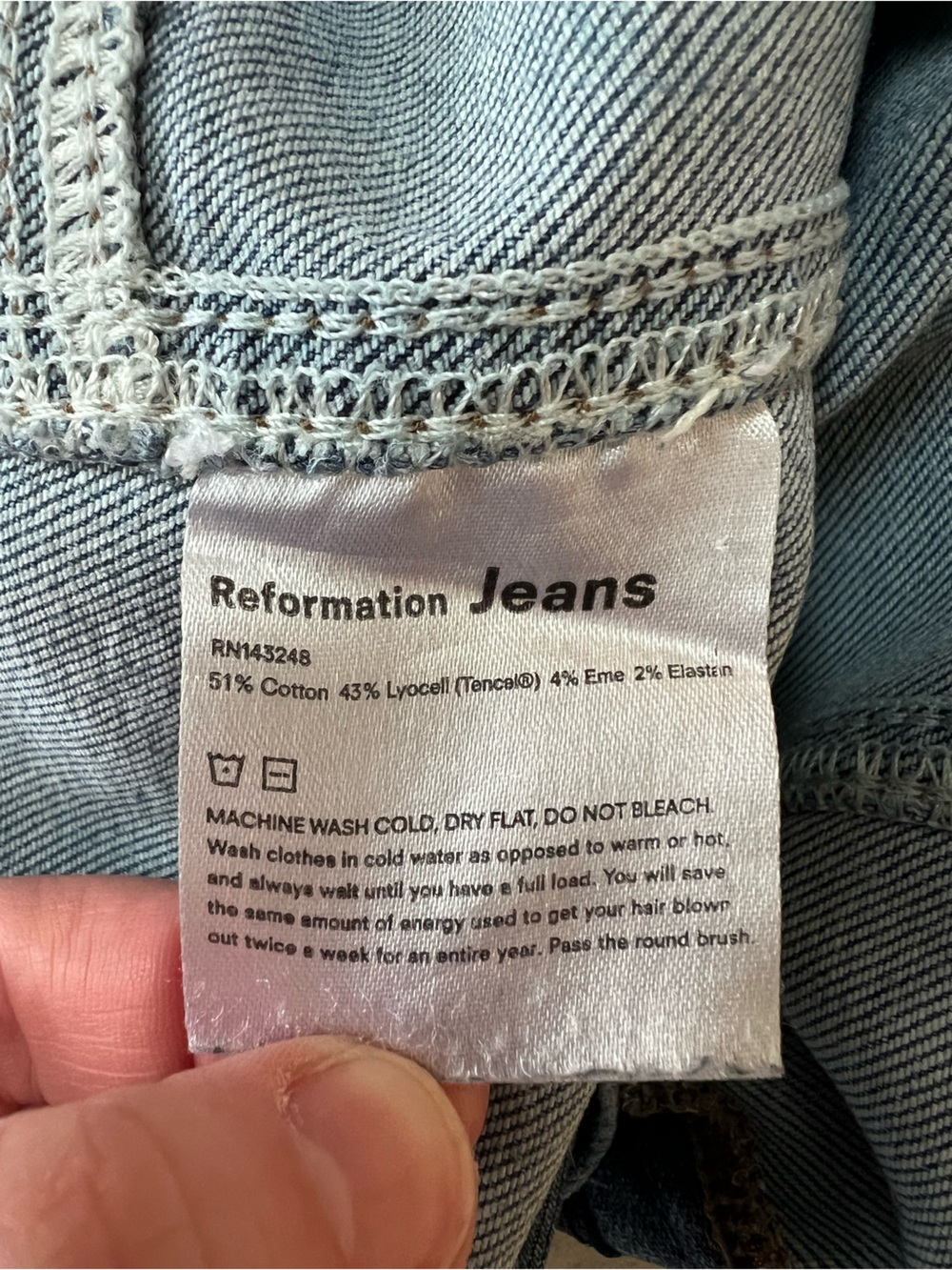 Reformation High Rise Skinny Leg Jeans in Rhine Med Blue Wash (PO# 9843), sz 27 - Picture 8 of 9